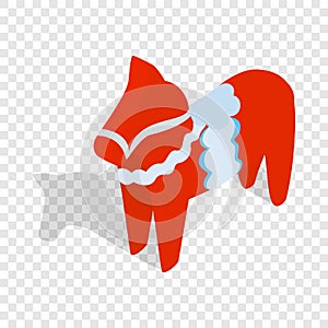 Red wooden horse, isometric icon