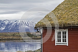 Red wooden house on the Atlantic Road