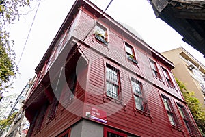 Red Wooden house facade of Istanbul