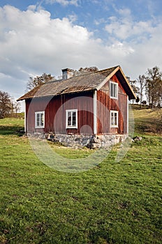 Red wooden house in Sweden