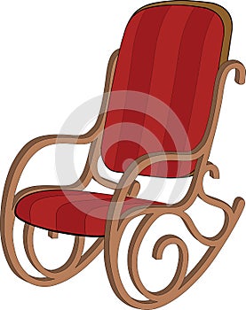 Red wooden rocking chair photo