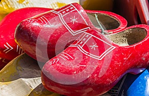Red wooden shoes
