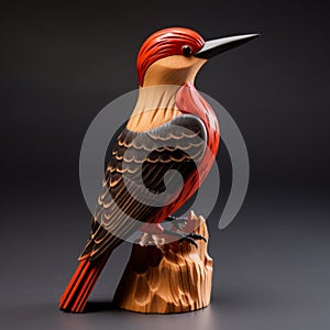 Handmade Woodpecker Statue In Hiroshi Nagai Style photo