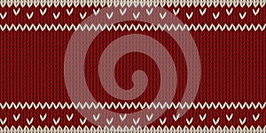 Red wool knitted texture with white stripes seamless pattern background