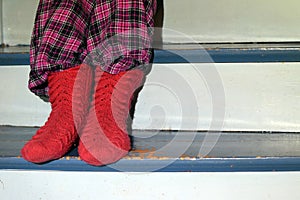 Red wool socks