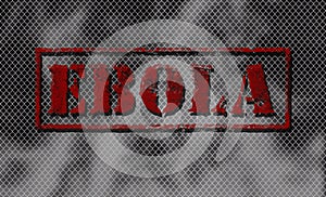 Red word EBOLA on black and white background.