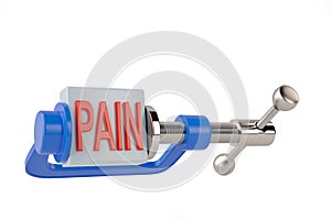 Red word pain in clamp pain reduction concept 3D illustration