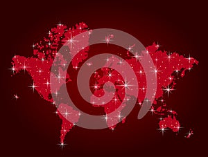 Red world map in points