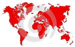 Red World Map - vector