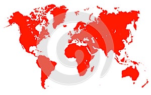 Red World Map - vector