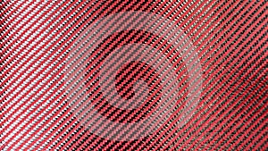 Red woven Black carbon fiber composite material background close up view