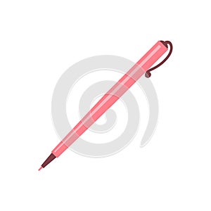 Red writing pen on a white background.