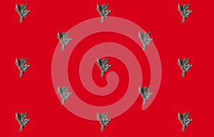 Red xmas background seamless pattern pine tree