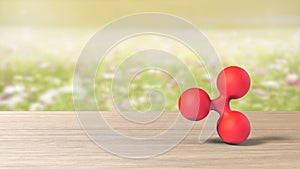 Red xrp ripple gold sign icon on blur field of flowers. 3d render isolated illustration, cryptocurrency, crypto, business,