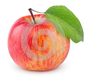 Red yellow apple with leaf