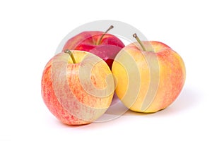 Red yellow apples on a white background