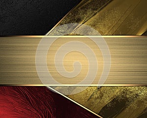 Red yellow and black background with gold ribbon. Element for design. Template for design. copy space for ad brochure or announcem
