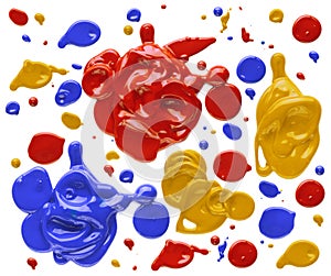 Red, yellow, and blue blobs of paint