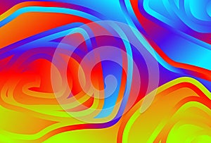 Red Yellow And Blue Fluid Gradient Curved Ripple Lines Background Beautiful elegant Illustration