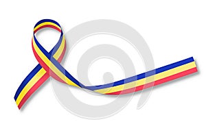 Red Yellow Blue Trisomy Awareness Month ribbon in March on isolated on white background clipping path