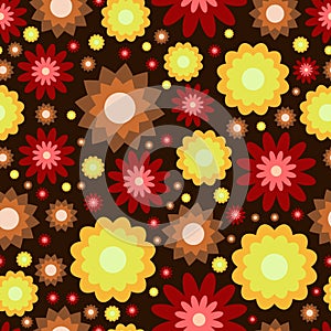 Red yellow and brown flowers pattern