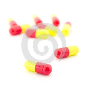 Red yellow capsule pill