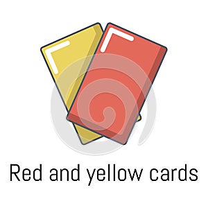 Red yellow card icon, cartoon style