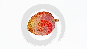 A red and yellow color Lychee on isolated white background
