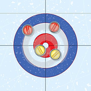 Red and yellow curling stones, vector