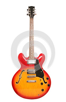 Red and yellow electric guitar