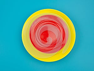 Red and yellow empty plate