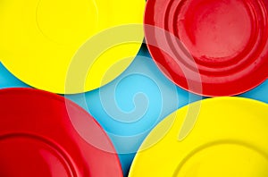 Red and yellow empty plate