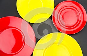 Red and yellow empty plate