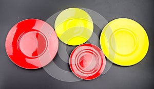 Red and yellow empty plate