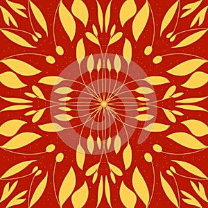 Red and Yellow Floral Symetry Pattern