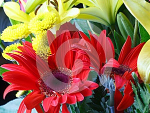 Red and Yellow Flowers in Boquet