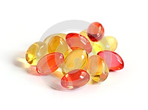 Red and yellow gel capsules