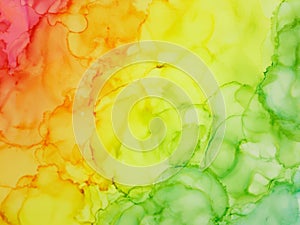 Red Yellow and Green Alcohol Ink Abstract Texture Background