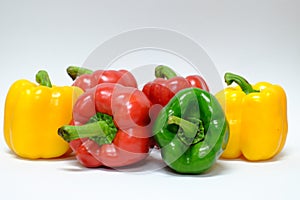 Red yellow and green bell peppers