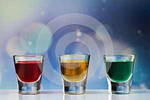 Red, yellow and Green beverages like traffic light colors