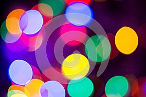 Red, yellow, green and blue Christmas bokeh background, Christmas background pattern concept.