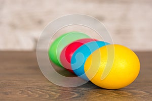 Red, yellow, green and blue easter eggs
