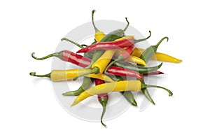 Red, yellow and green chili peppers