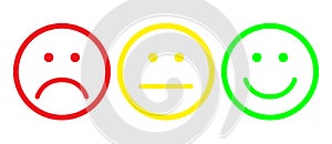 Red, yellow and green smileys