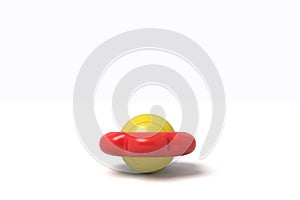 Red and yellow gyroscope on white background