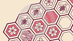 Red and Yellow Honeycomb Hexagon Pattern Texture vector design Generative AI