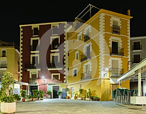 Red and yellow houses in Villajoyosa, Spain