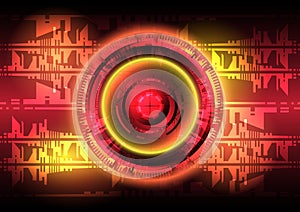 Red and yellow light. Abstract HUD circle background. Futuristic interface. Virtual reality technology screen