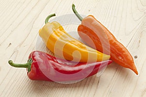 Red, yellow and orange bell peppers