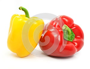 Red and yellow pepper vegetables isolated